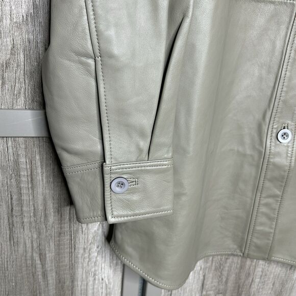 Quince Genuine Leather Shirt Jacket Mushroom Taupe NEW - Picture 4 of 7